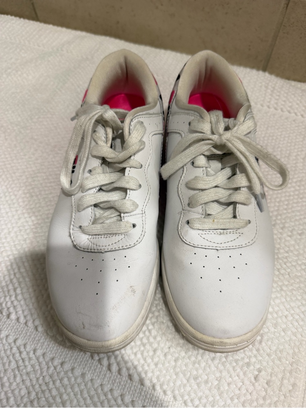 Fila Pink and White Low-Top Sneakers